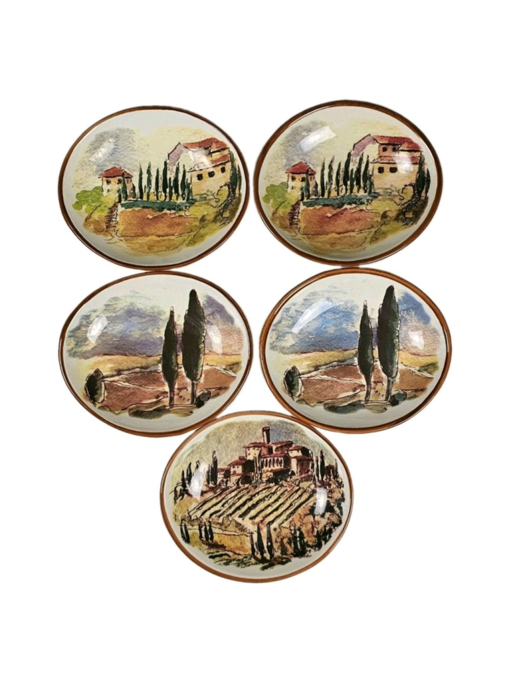 Williams Sonoma Tuscan Vineyard Ceramic Oval Plates Bowls Set of 5 Portugal